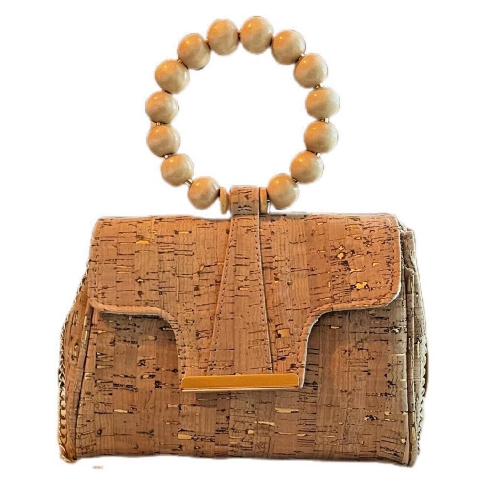 Chic Bamboo Clutch Crossbody Bag Bamboo Bead Handle Gold Chain